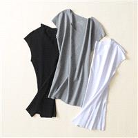 Slimming Cap Sleeves Flexible Draping Top T-shirt Basics - Lafannie Fashion Shop