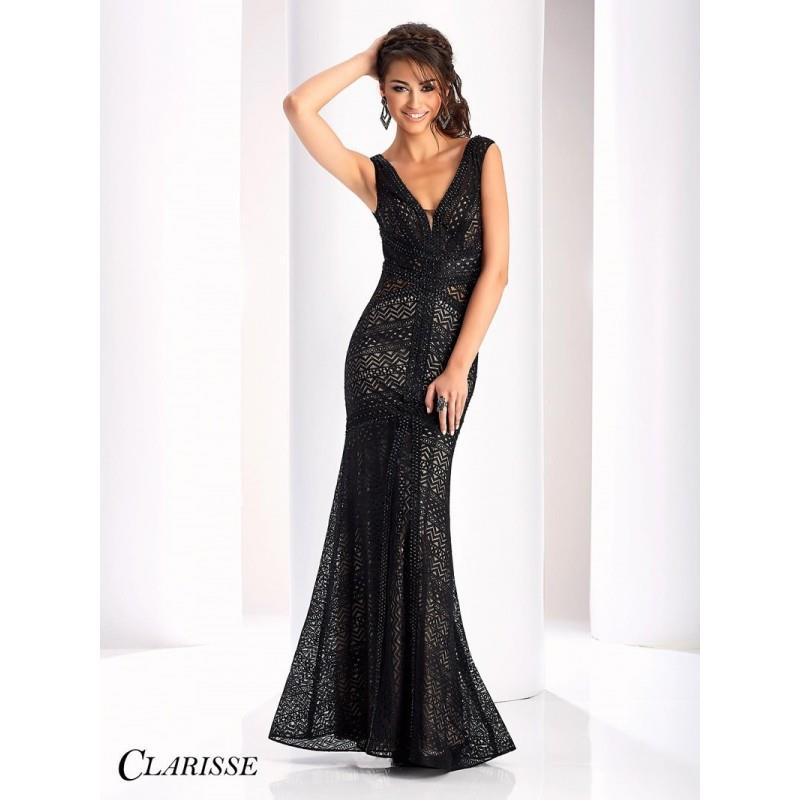 My Stuff, Clarisse 4805 Evening Dress - Clarisse V Neck Drop Waist, Fit and Flare Prom Long Dress -