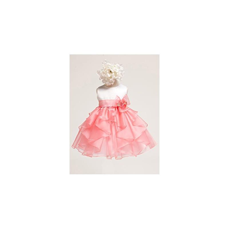 wedding, Coral White Baby Girl Satin Bodice w/ coral Layered Organza Dress Style: DB808 - Charming W