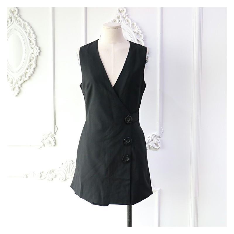 My Stuff, Must-have Slimming Curvy Buttons Zipper Up Accessories Summer Jumpsuit - Discount Fashion