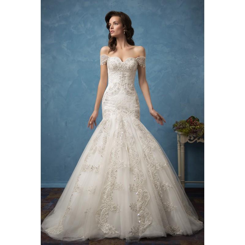 My Stuff, Amelia Sposa 2017 Rosa Royal Train Sweet Ivory Off-the-shoulder Trumpet Covered Button Sho