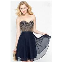 Alyce Paris - Bejeweled Sweetheart A-line Dress in Navy-Gold 46573 - Designer Party Dress & Formal G