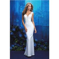 Style 9417 by Allure Bridals - Ivory Chiffon  Lace Illusion back  Low Back Floor V-Neck Body-skimmin