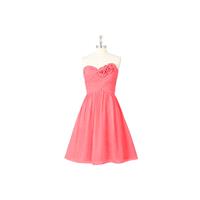 Watermelon Azazie Kelsey - Sweetheart Knee Length Back Zip Chiffon Dress - Simple Bridesmaid Dresses