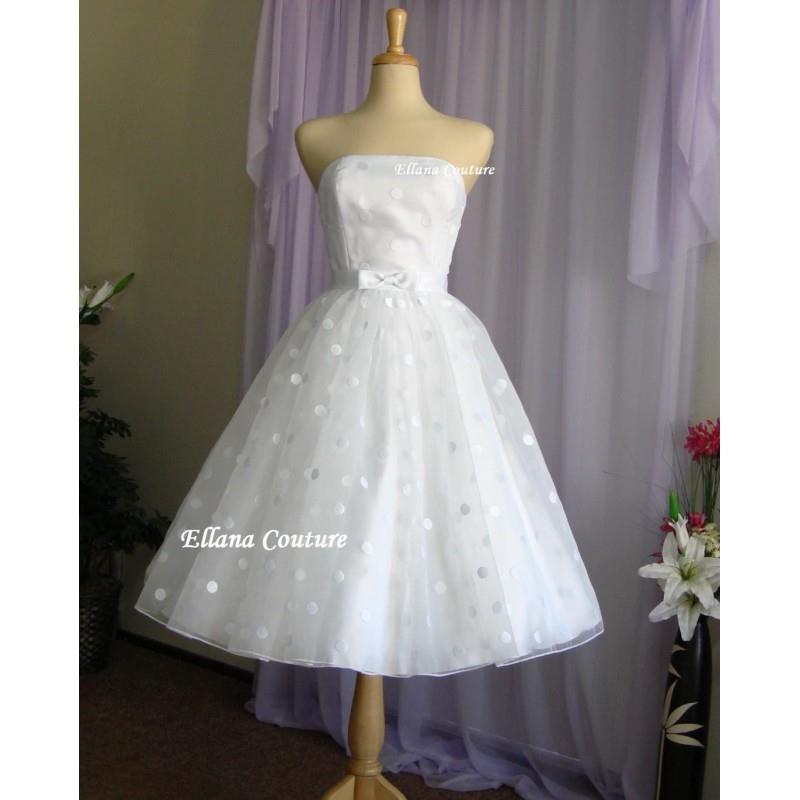 My Stuff, Plus Size. Faye - Vintage Style Polka Dot Wedding Dress. Tea Length. - Hand-made Beautiful