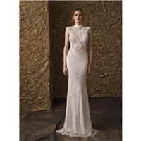 Nurit Hen 2018 GT 11 Ivory Fit & Flare Cap Sleeves Sweep Train Elegant High Neck Zipper Up Lace Bead