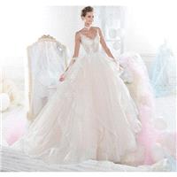 Nicole 2018 NIAB18128 Sweet Open Back Tulle Appliques Chapel Train Blush Ball Gown Sleeveless V-Neck