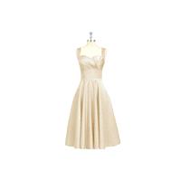Champagne Azazie Amber - Knee Length Back Zip Satin Sweetheart Dress - Charming Bridesmaids Store