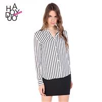 Office Wear Attractive Slimming Horizontal Stripped Fall 9/10 Sleeves Blouse - Bonny YZOZO Boutique