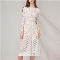 Vogue Slimming Scoop Neck Spring 9/10 Sleeves Lace Dress - Bonny YZOZO Boutique Store