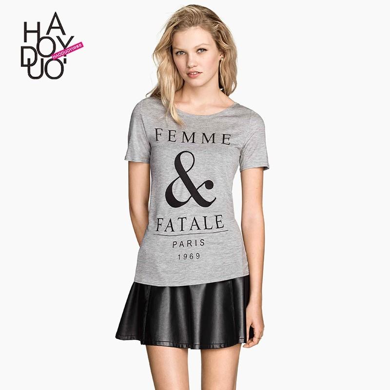 My Stuff, Must-have Vogue Simple Printed Slimming Alphabet Summer Short Sleeves T-shirt - Bonny YZOZ