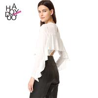 Ladies fall 2017 new wave fashion decoration slim white backless shirts women - Bonny YZOZO Boutique