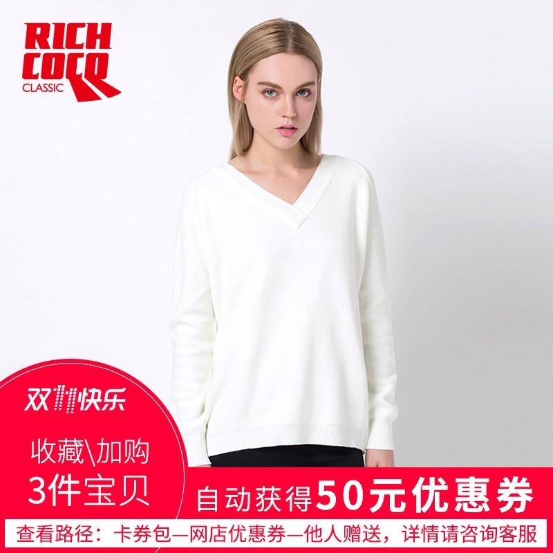 My Stuff, Must-have Oversized V-neck One Color Winter Casual 9/10 Sleeves Knitted Sweater Top Sweate