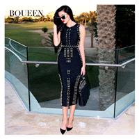 Quality ladies ' luxury metal strings long party dresses with bandage Kardashian with HL166 - Bonny