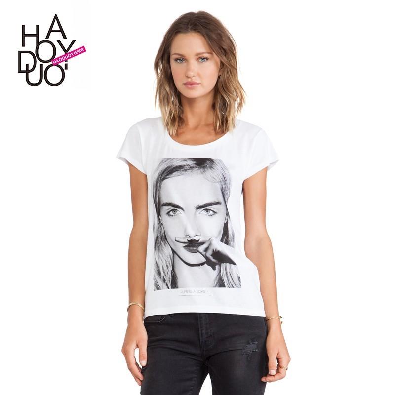 wedding, Must-have Printed Slimming Short Sleeves Famous People Alphabet T-shirt - Bonny YZOZO Bouti