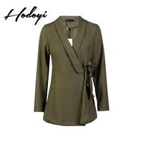 Vogue Attractive Slimming V-neck One Color Fall Tie Casual 9/10 Sleeves Coat - Bonny YZOZO Boutique