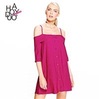 Vogue Bateau 3/4 Sleeves One Color Summer Strappy Top Dress - Bonny YZOZO Boutique Store