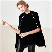 Fall/winter high-quality rabbit fur knitted retro rivets thick sweaters slit at the handsome Cape sh