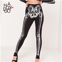 Vogue Printed Slimming Skull Summer Edgy Casual Trouser - Bonny YZOZO Boutique Store