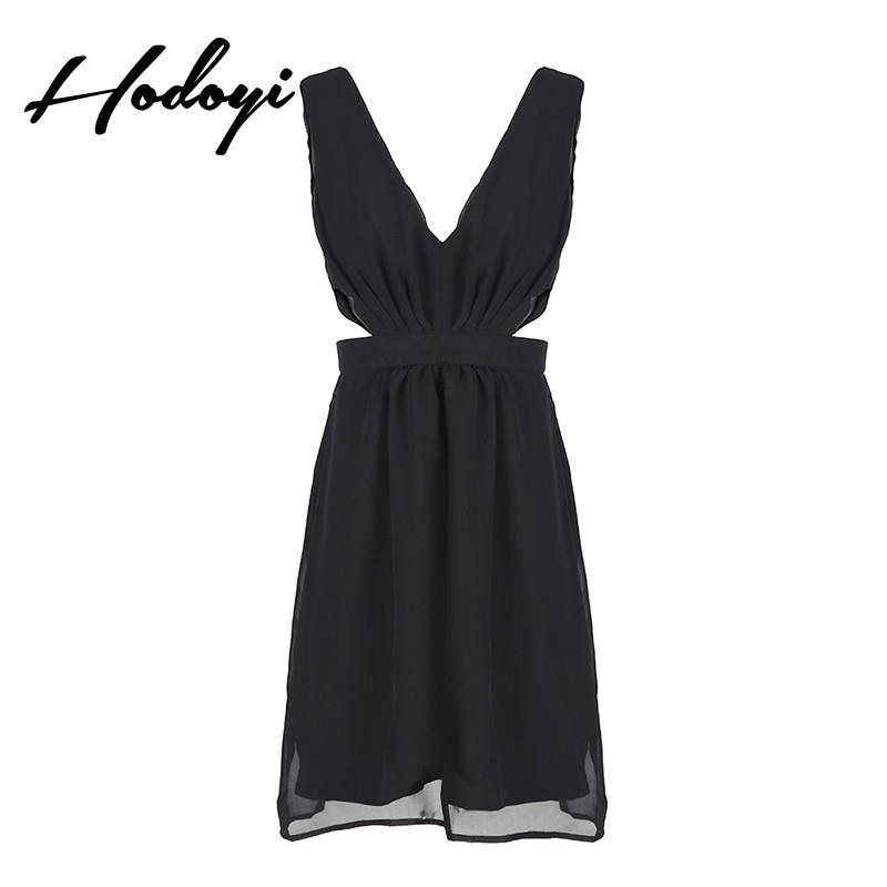 My Stuff, Vogue Sexy Hollow Out Slimming V-neck Sleeveless High Waisted One Color Spring Dress - Bon