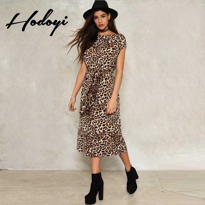 My Stuff, Vogue Sexy Printed Curvy Leopard Summer Tie Short Sleeves Dress - Bonny YZOZO Boutique Sto