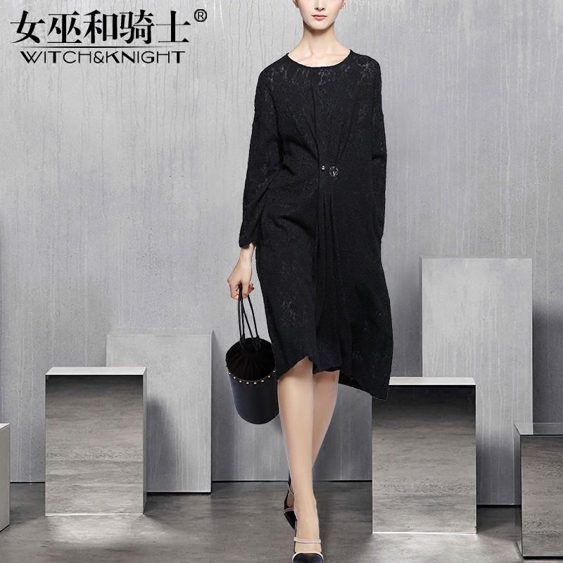 My Stuff, Oversized Vogue Attractive Slimming Wool 9/10 Sleeves Black Dress - Bonny YZOZO Boutique S