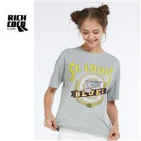 Must-have Casual Oversized Printed Scoop Neck Short Sleeves Note Grey Trendy Summer T-shirt Top - Bo