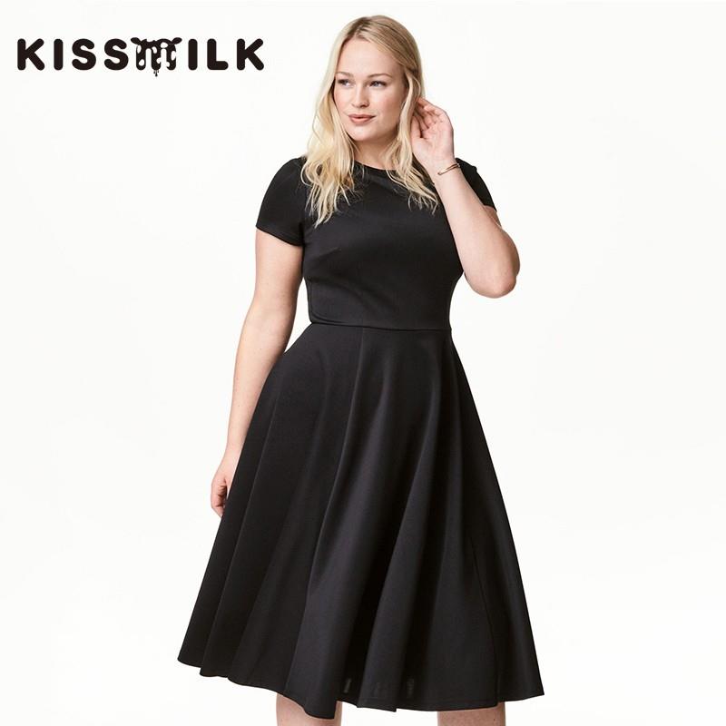 My Stuff, Plus Size A-line Summer Short Sleeves Black Dress - Bonny YZOZO Boutique Store