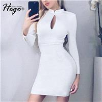 Vogue Sexy Seen Through Hollow Out Slimming Sheath Spring 9/10 Sleeves Formal Wear Dress - Bonny YZO