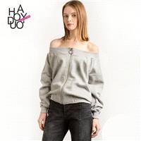 2017 spring new Vogue word shoulder Strapless coat solid color sweater - Bonny YZOZO Boutique Store