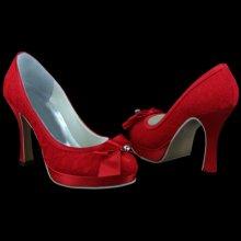 Shoes, shoes, red, velvet, ribbon, platform