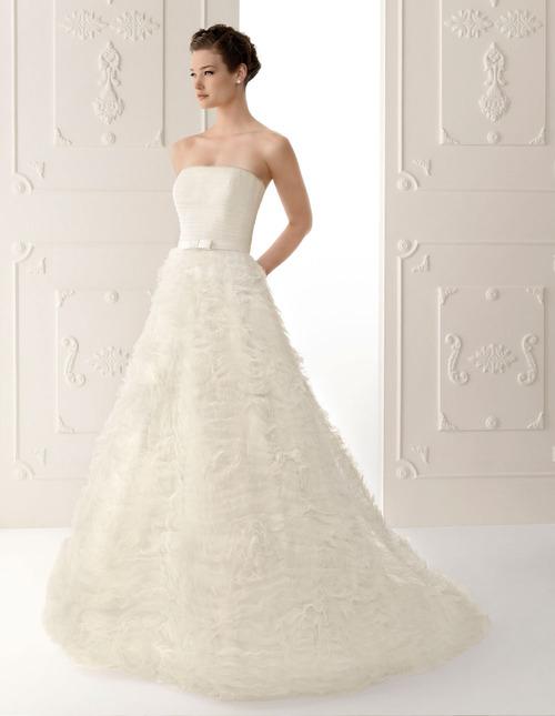 Colours, wedding dress, strapless, white, belt, texture, full skirt