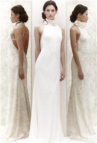wedding dress, white, long, halterneck