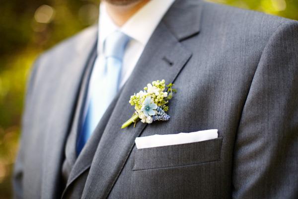 Groom stuff, groom, suit, grey, pinstripe, boutonniere