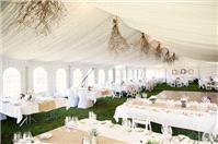 Almost outdoor - would suit Irish summer, grass looks cool in marquee