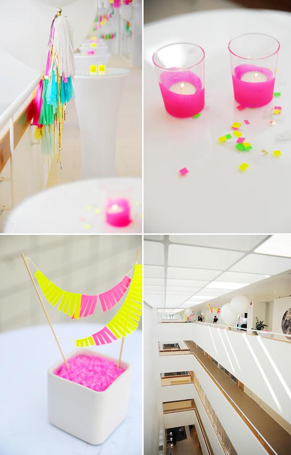 Nice touches, Neon theme, candle holders dipped in pain