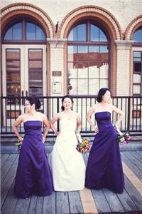 Attire. bridesmaid, long, purple
