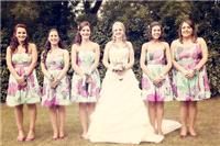 Attire. bridesmaid dresses, pattern, retro