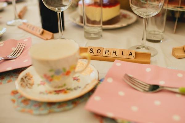DIY Details, Wordy theme? Love your board games? Use Scrabble tiles for place settings like this Ruf