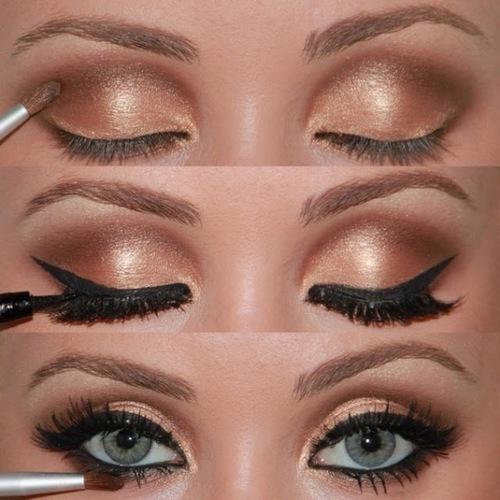 Beauty, beauty, make up, gold, coper, nude, liquid eyeliner, how to, tutorial
