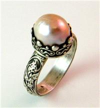 Jewellery. rose pearl, Victorian, vintage, ring, engagement