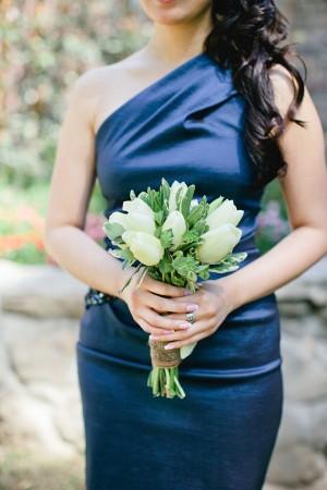 Bridesmaid Look, bridesmaid, blue, satin, asymmetrical, bouquet