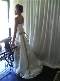 Attire. wedding dress, back, ribbon