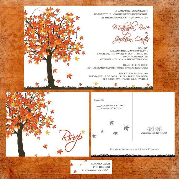 Autumn Wedding Ideas, _Fall in love_ - cute Autumn-themed wedding invites.