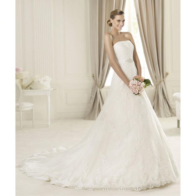 My Stuff, Exquisite A-line Strapless Beading Sweep/Brush Train Lace Wedding Dresses - Dressesular.co