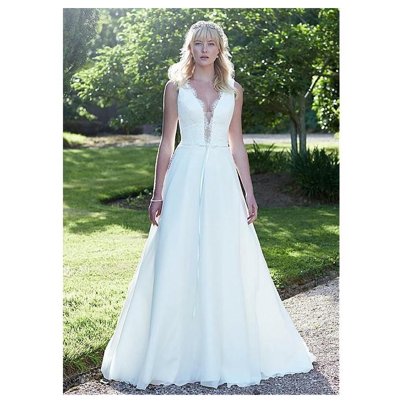 My Stuff, Graceful Chiffon V-neck Neckline A-line Wedding Dresses With Beaded Lace Appliques - overp
