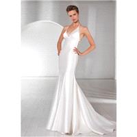 Sexy Halter Fit N Flare Taffeta Floor Length Sleeveless Wedding Dress - Compelling Wedding Dresses|C