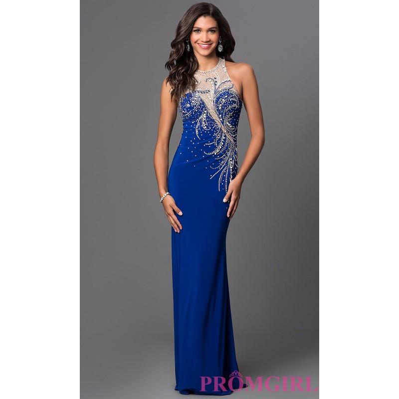My Stuff, Jewel and Sheer Royal Blue Floor Length Dress by Elizabeth K - Discount Evening Dresses |S