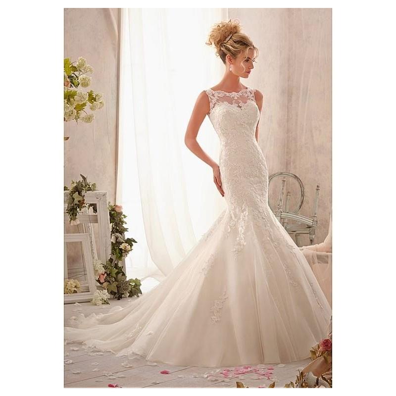 My Stuff, Elegant Tulle Bateau Neckline Natural Waistline Mermaid Wedding Dress - overpinks.com