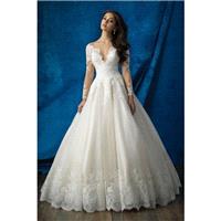 Style 9366 by Allure Bridals - LaceTulle Chapel Length Floor length Ballgown V-neck Long sleeve Dres